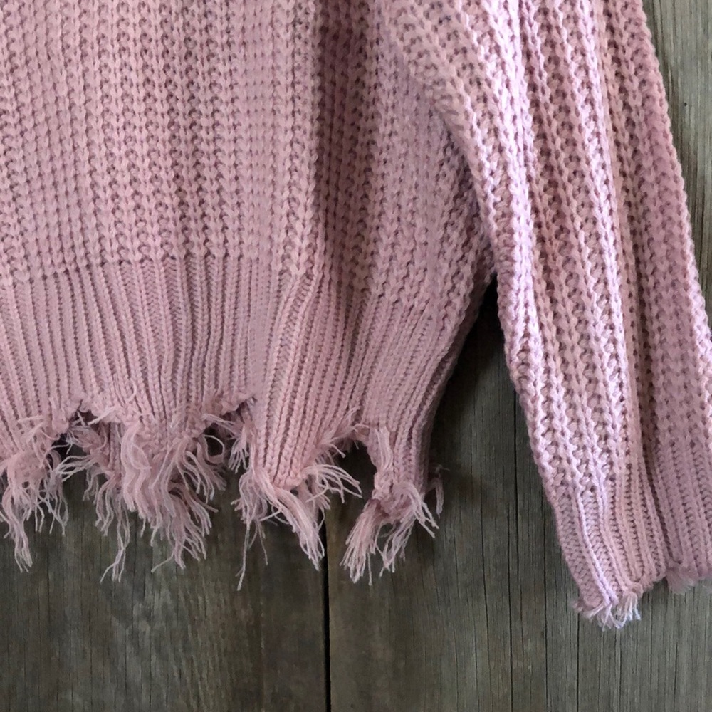 Distressed Pink Sweater Only Small Left - Picture 3 of 10